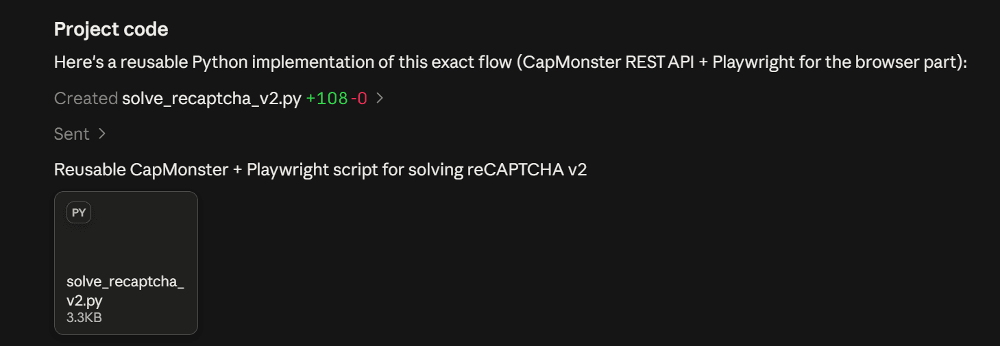Exemplo de código para integração com o CapMonster Cloud preparado por um agente de IA