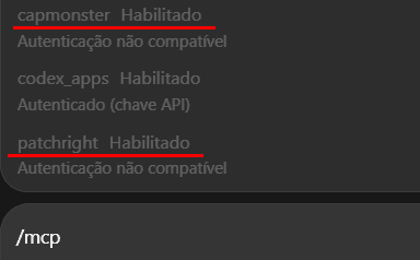 Verificação do status dos servidores MCP no ChatGPT Desktop